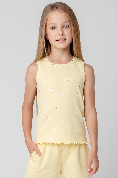 Майка в рубчик из кашкорсе для девочки Crockid