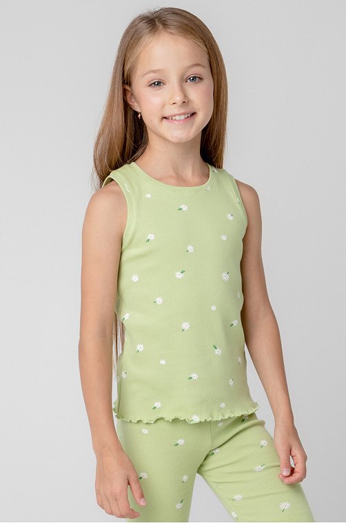 Майка в рубчик из кашкорсе для девочки Crockid