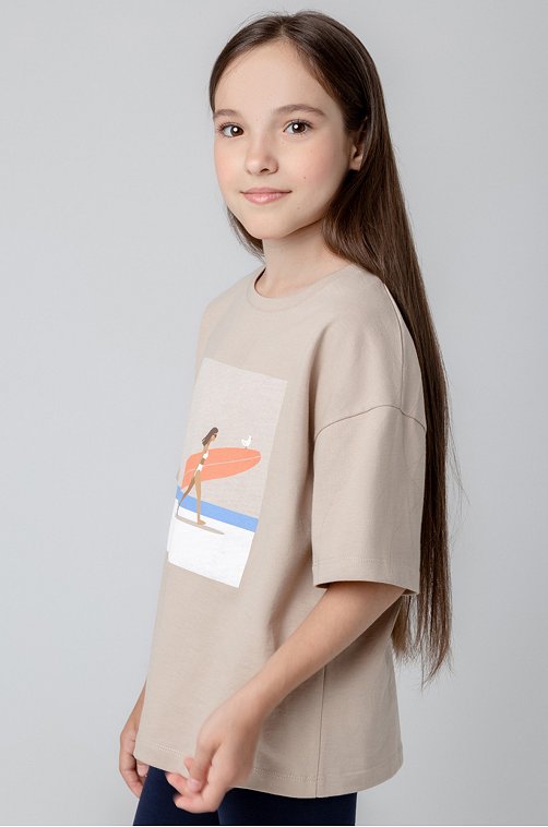 Футболка оверсайз из супрема для девочки Crockid