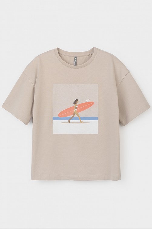 Футболка оверсайз из супрема для девочки Crockid