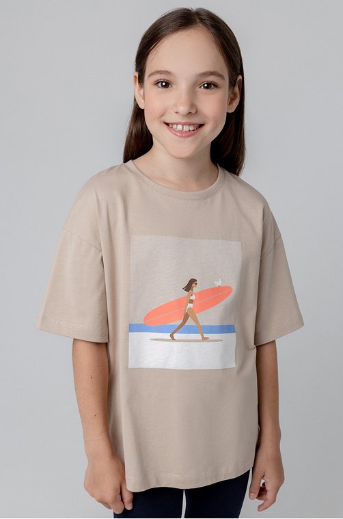 Футболка оверсайз из супрема для девочки Crockid