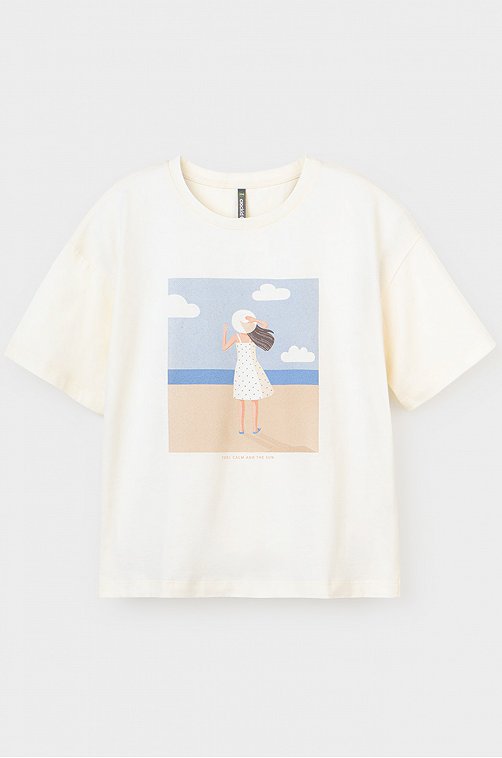 Футболка оверсайз из супрема для девочки Crockid