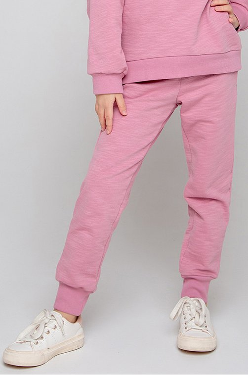 Теплые брюки для девочки из футера с начесом Crockid