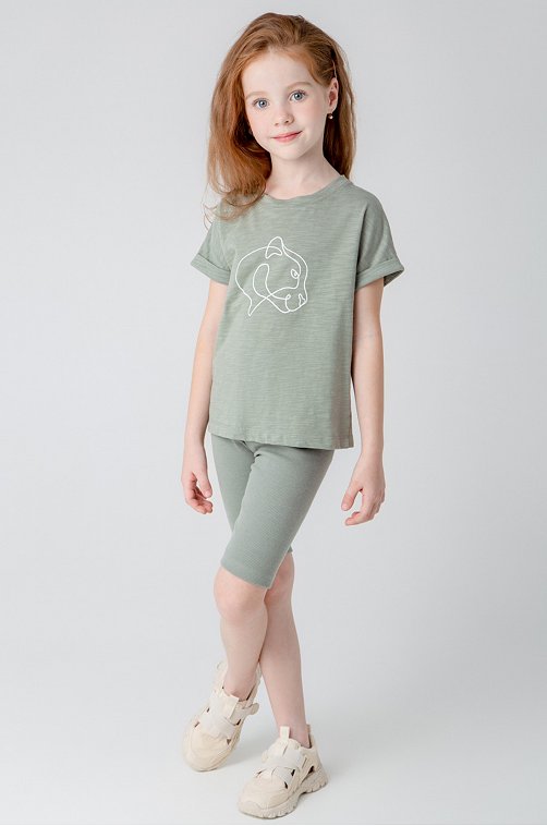 Велосипедки в рубчик из кашкорсе для девочки Crockid