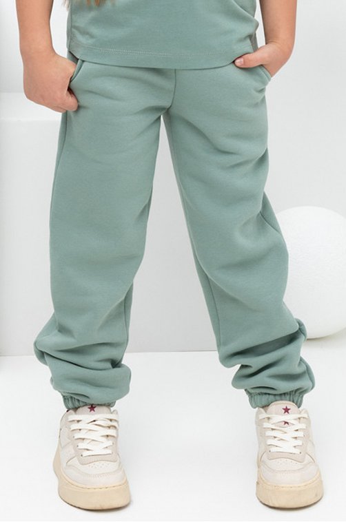 Теплые брюки для девочки из футера с начесом Crockid