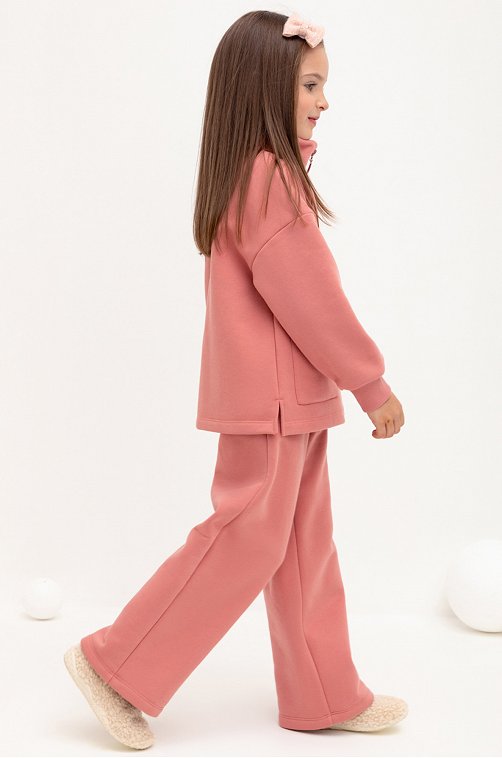 Теплые брюки для девочки из футера с начесом Crockid