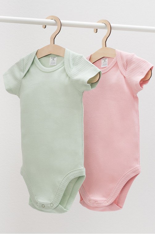 Боди в рубчик из натурального хлопка для девочки 2 шт. Crockid