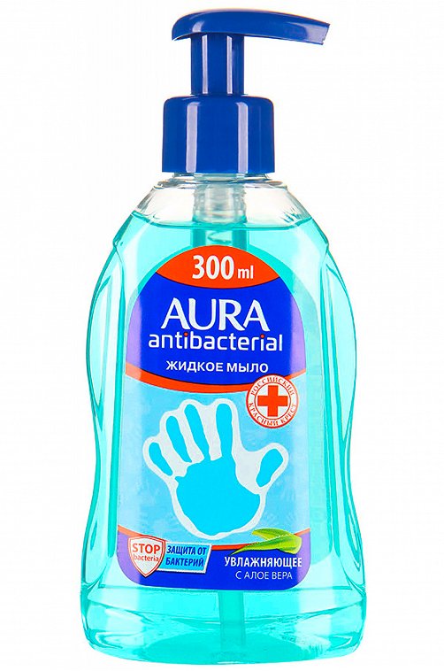 Мыло жидкое для всей семьи с антибактериальным эффектом с алоэ вера 300 мл AURA