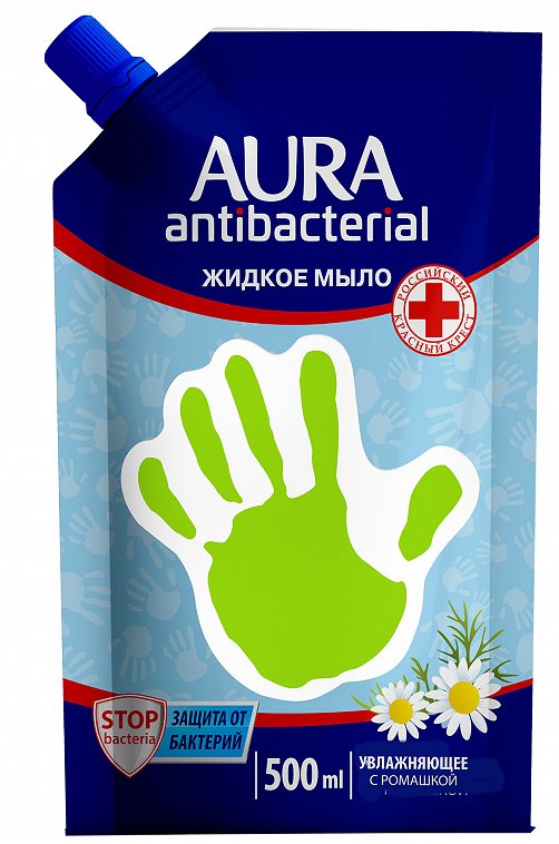 Мыло жидкое с антибактериальным эффектом Ромашка 500 мл AURA