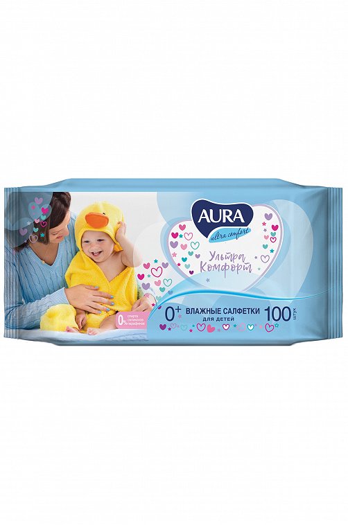 Cалфетки влажные для детей AURA Ultra Comfort 100 шт AURA