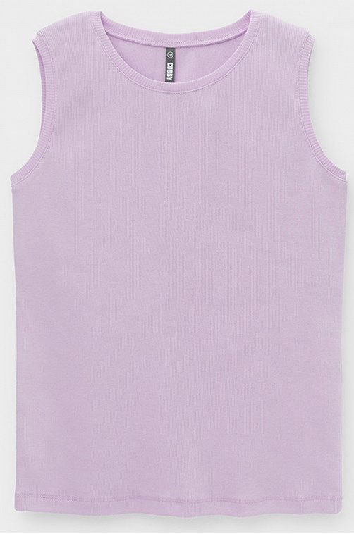 Майка-безрукавка в рубчик из кашкорсе для девочки Cubby