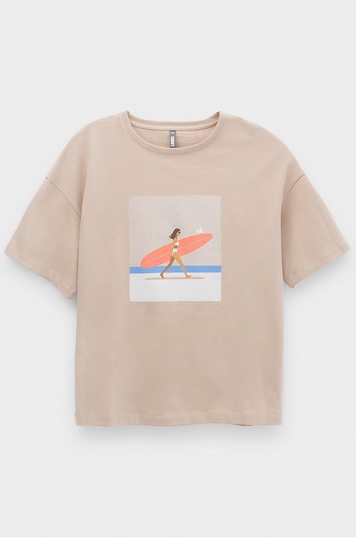 Хлопковая футболка оверсайз для девочки Cubby