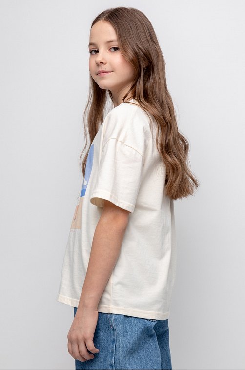 Хлопковая футболка оверсайз для девочки Cubby