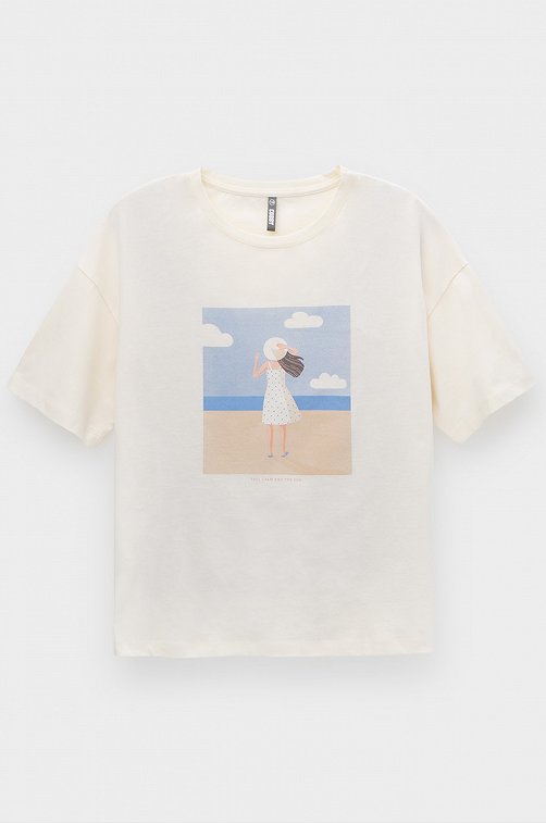 Хлопковая футболка оверсайз для девочки Cubby