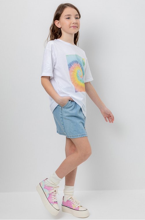 Хлопковая футболка оверсайз для девочки Cubby