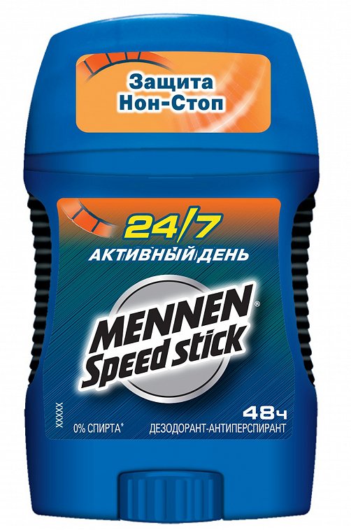 Дезодорант-антиперспирант стик 24/7 Активный день 50 г Mennen Speed Stick