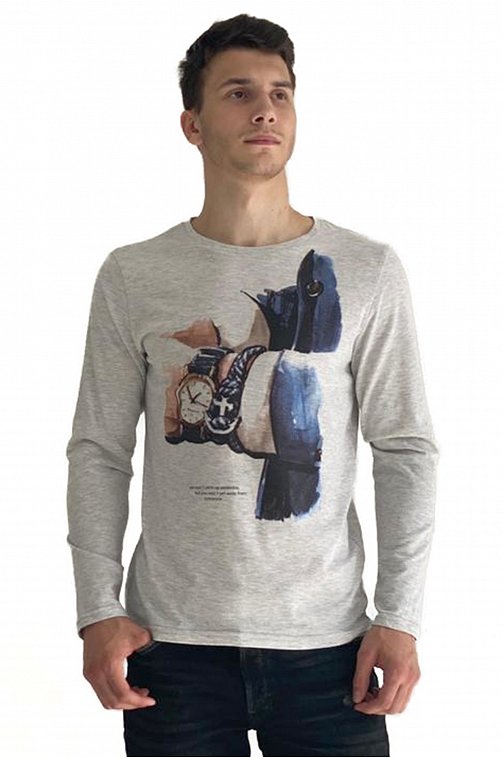 Лонгслив мужской Грация 6608345 серый купить оптом в HappyWear.ru