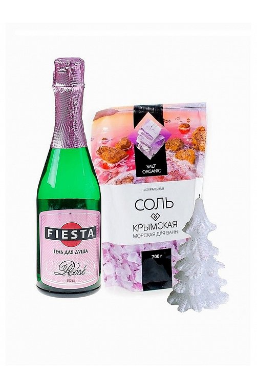 Подарочный набор Fiesta гель для душа 500 мл + Крымская розовая соль для ванн 700 г + Свеча 80 г Greenfield