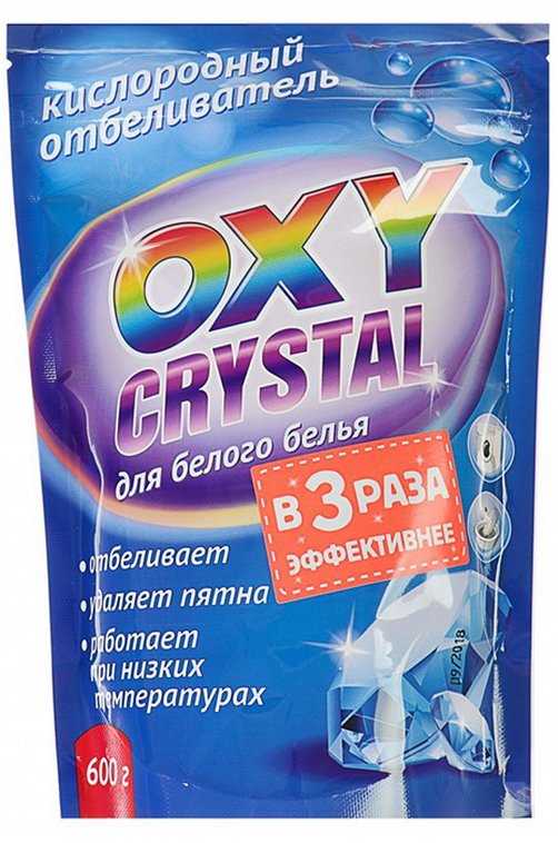 Кислородный отбеливатель для белого белья Oxy crystal 600 г Greenfield