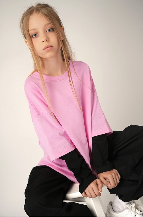 Лонгслив с двойным рукавом для девочки Happyfox