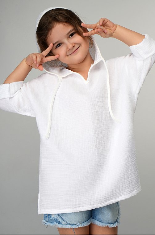 Детская хлопковая пляжная туника из муслина Happyfox