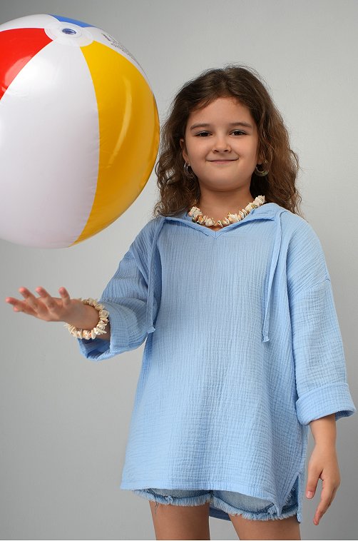 Детская хлопковая пляжная туника из муслина Happyfox