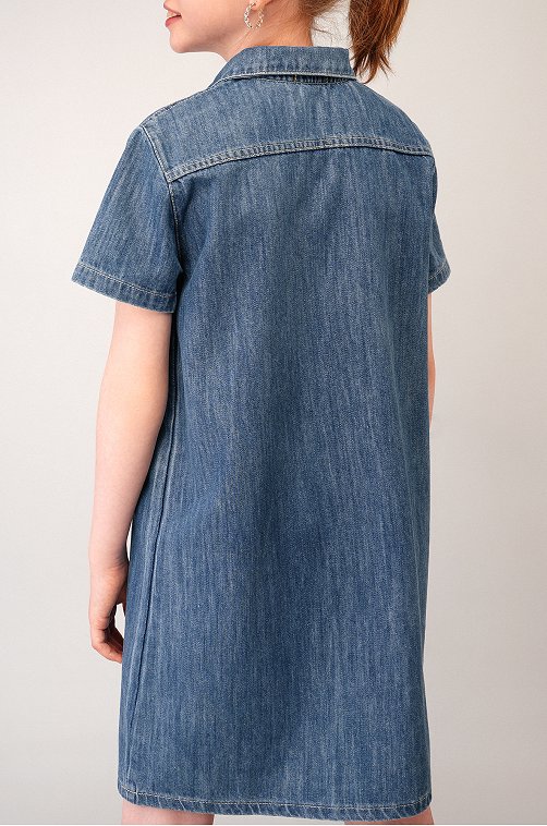 Джинсовое платье с коротким рукавом для девочки Happyfox