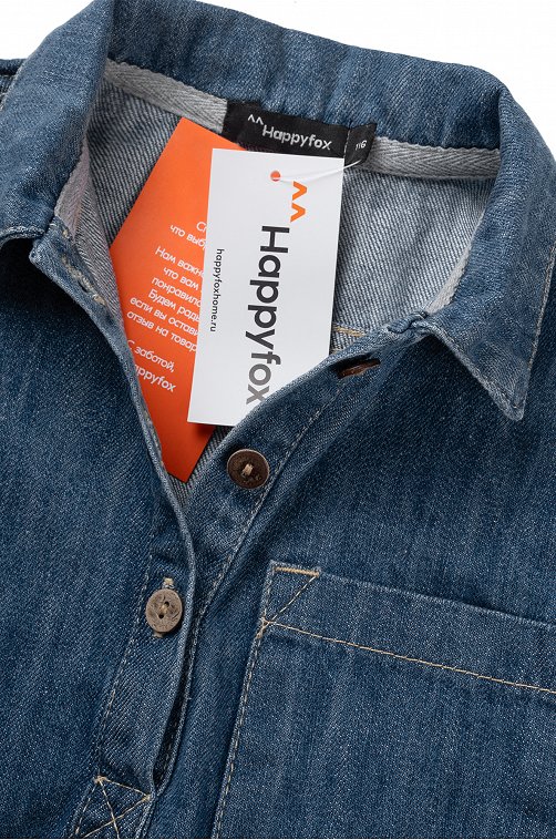 Джинсовое платье с коротким рукавом для девочки Happyfox
