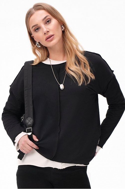 Женский лонгслив оверсайз из футера двухнитки Happyfox