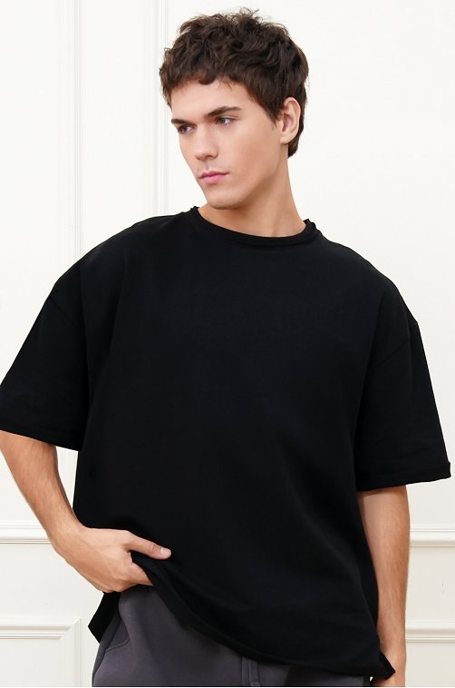 Мужская футболка оверсайз из футера двухнитки Happyfox