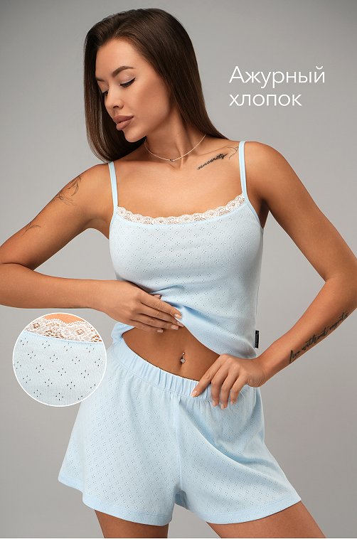 Женская пижама с шортами из ажурного хлопка Happyfox
