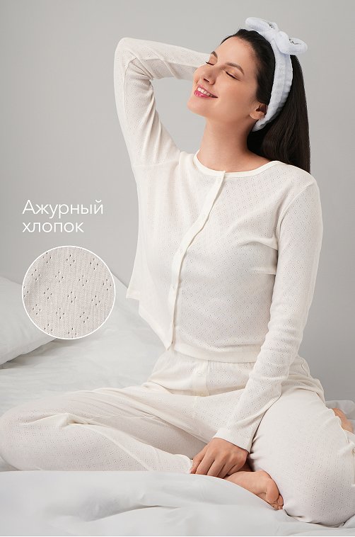 Женская пижама с брюками из ажурного хлопка Happyfox