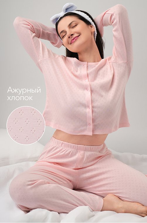 Женская пижама с брюками из ажурного хлопка Happyfox