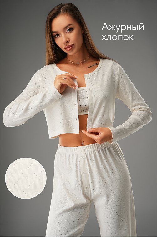 Женская пижама - тройка из ажурного хлопка Happyfox