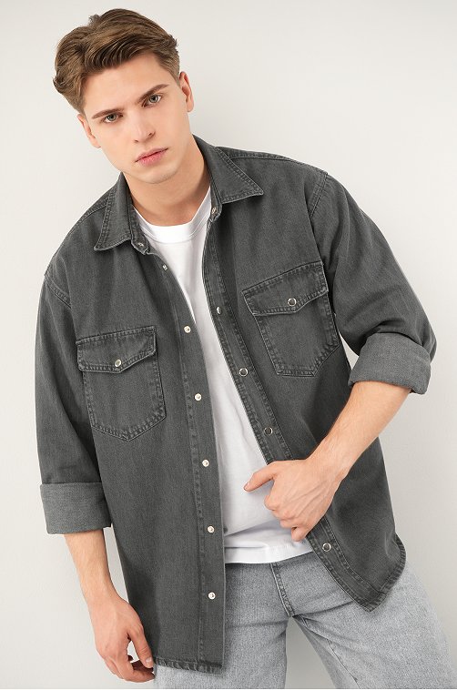 Мужская джинсовая рубашка Happyfox