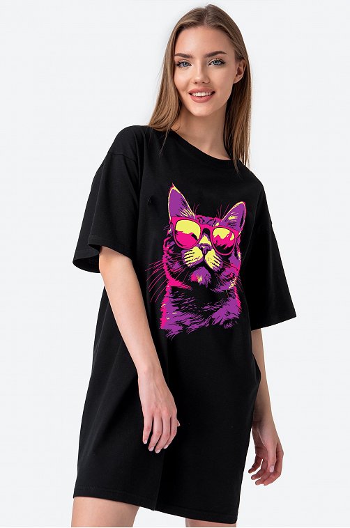 Женское платье-футболка оверсайз Happy Fox