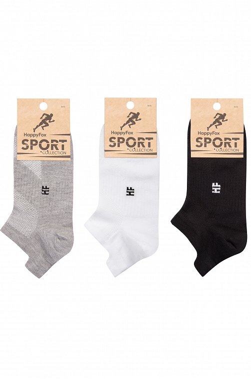 Укороченные спортивные носки с сеткой 3 пары Happy Fox