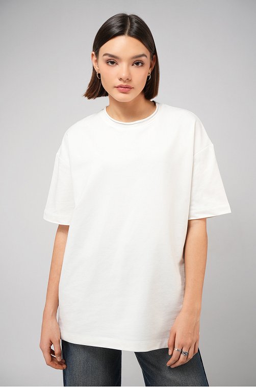 Женская футболка оверсайз из футера двухнитки Happyfox