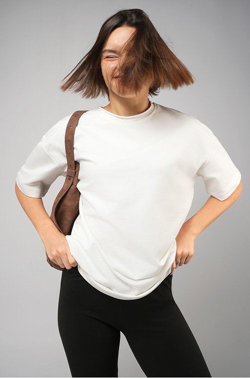 Женская футболка оверсайз из футера двухнитки Happyfox