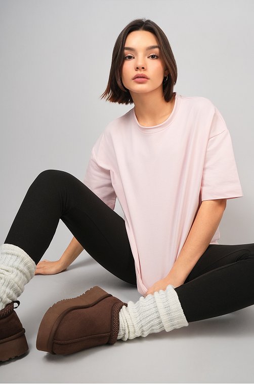 Женская футболка оверсайз из футера двухнитки Happyfox