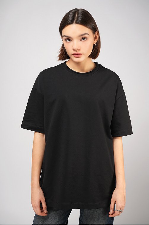 Женская футболка оверсайз из футера двухнитки Happyfox