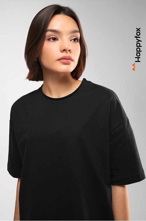 Женская футболка оверсайз из футера двухнитки Happyfox