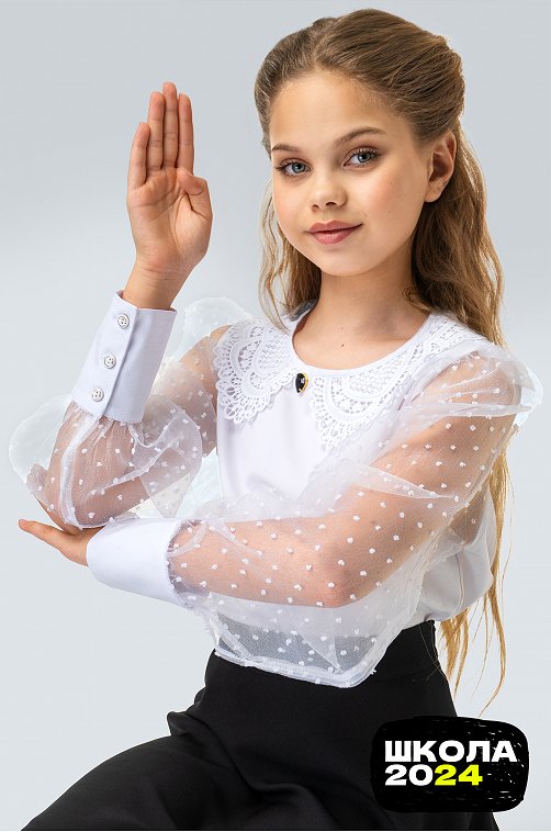 Нарядная блузка для девочки с длинным рукавом Happy Fox