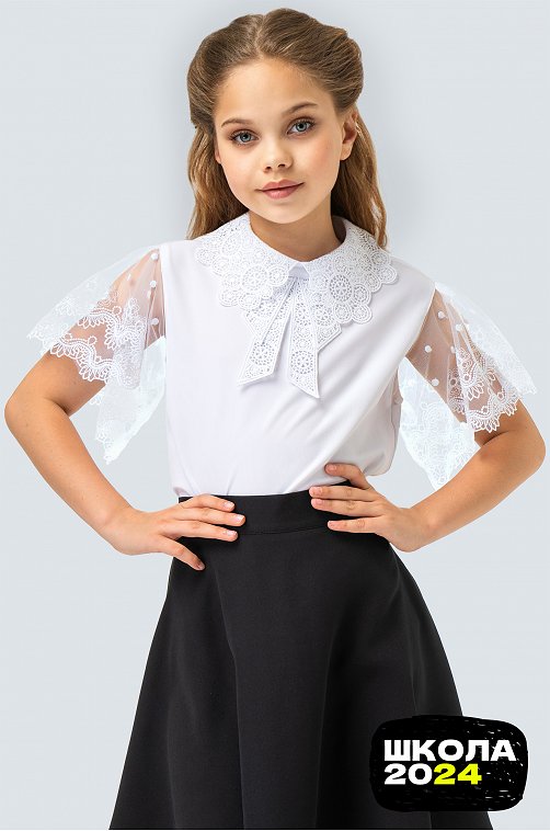 Нарядная блузка для девочки с коротким рукавом Happy Fox