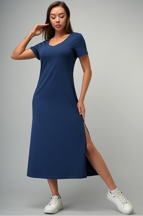 Однотонное женское платье-футболка Happyfox