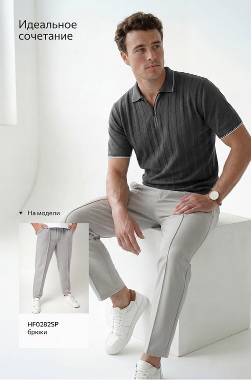 Мужская футболка-поло из вязаного трикотажа Happyfox