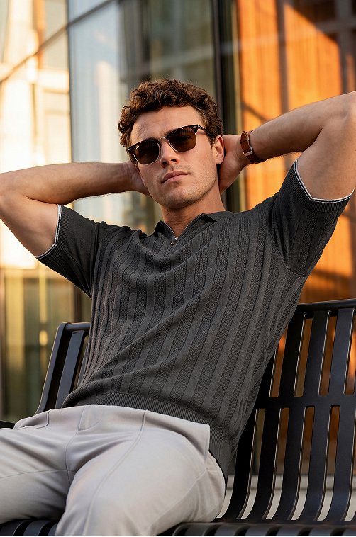 Мужская футболка-поло из вязаного трикотажа Happyfox