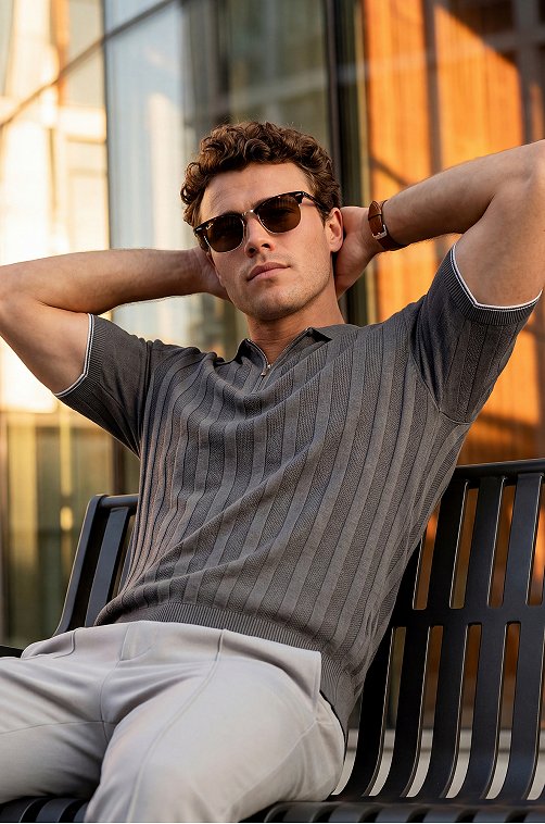 Мужская футболка-поло из вязаного трикотажа Happyfox