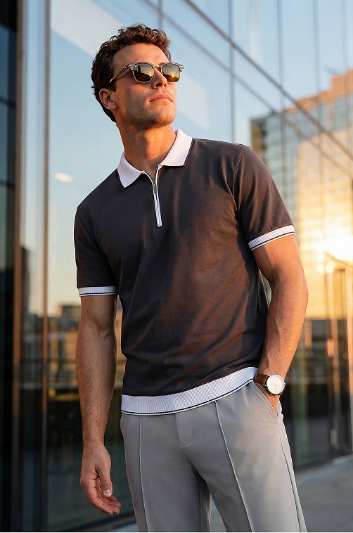 Мужская футболка-поло из вязаного трикотажа Happyfox