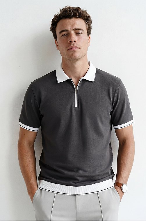 Мужская футболка-поло из вязаного трикотажа Happyfox